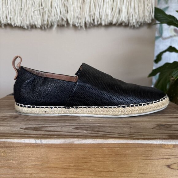 Gentle Souls Lizzy Slip On Black Pebbled Leather Espadrille Loafers Size 8.5 - Picture 5 of 14